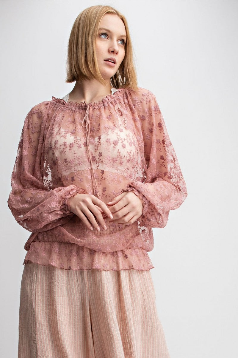 Sabrina Embroidered Lace Top - Corinne an Affordable Women's Clothing Boutique in the US USA