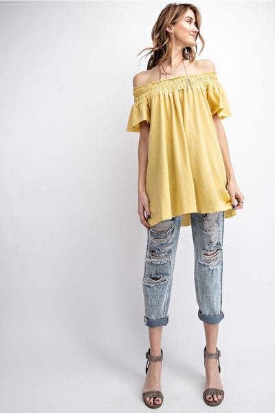 Alaina Smocked Off-Shoulder Tunic - Corinne an Affordable Women's Clothing Boutique in the US USA
