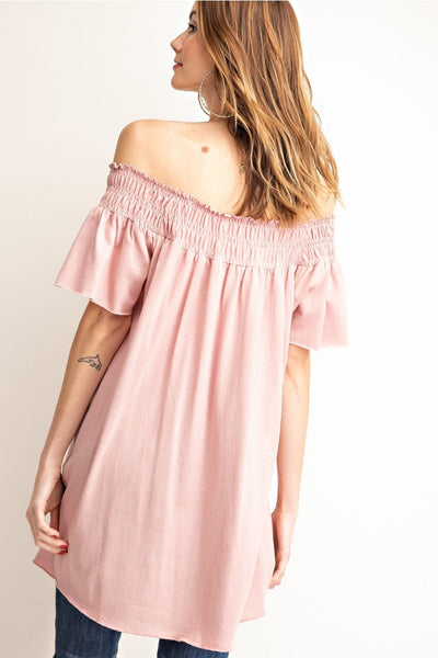 Alaina Smocked Off-Shoulder Tunic - Corinne an Affordable Women's Clothing Boutique in the US USA