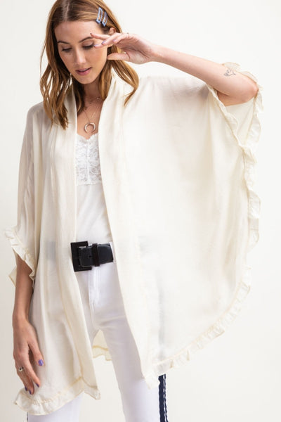 Olivia Ruffled Edge Oversized Kimono - Corinne an Affordable Women's Clothing Boutique in the US USA