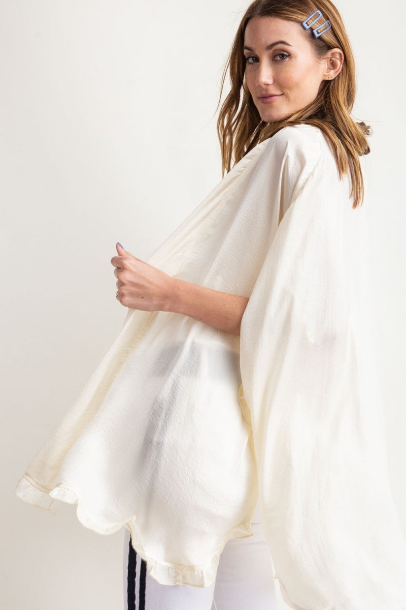 Olivia Ruffled Edge Oversized Kimono - Corinne an Affordable Women's Clothing Boutique in the US USA