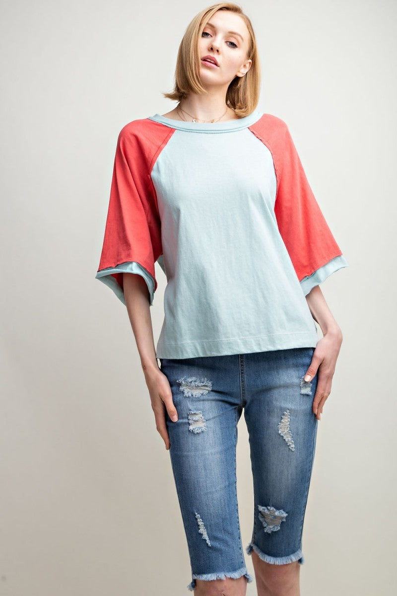 Josephine Color Block Open Back Top - Corinne an Affordable Women's Clothing Boutique in the US USA