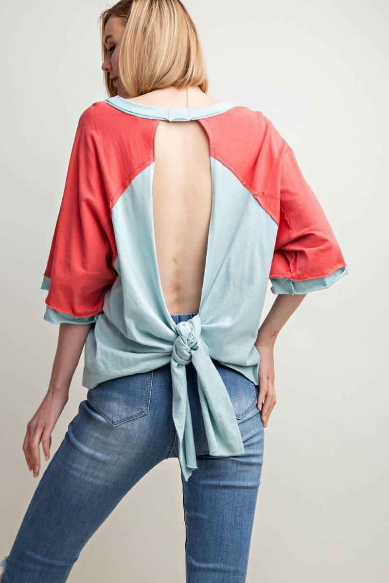 Josephine Color Block Open Back Top - Corinne an Affordable Women's Clothing Boutique in the US USA
