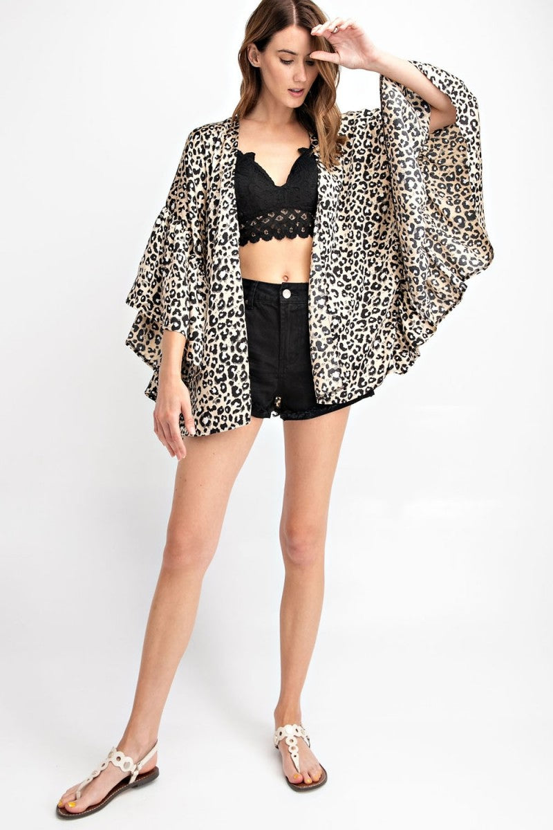 Lillian Leopard Print Cardigan with Ruffled Hem - Corinne an Affordable Women's Clothing Boutique in the US USA