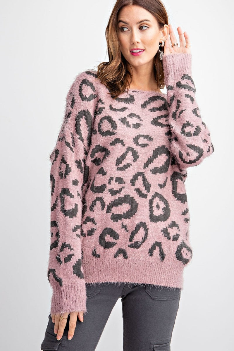 Roxanne Twist Back Leopard Print Mohair Sweater - Corinne an Affordable Women's Clothing Boutique in the US USA