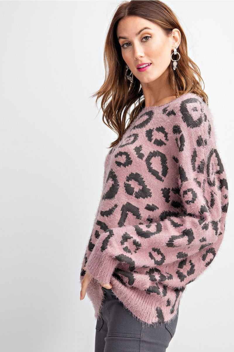 Roxanne Twist Back Leopard Print Mohair Sweater - Corinne an Affordable Women's Clothing Boutique in the US USA