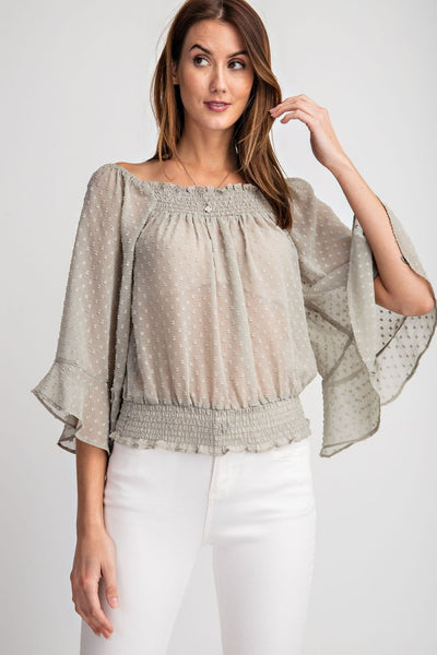 Laura Smocked Chiffon Top - Corinne an Affordable Women's Clothing Boutique in the US USA