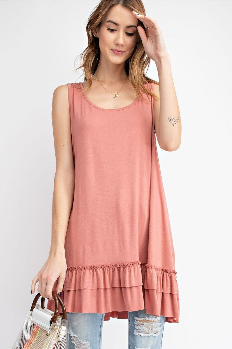 Ally Ruffle Hem Tunic Plus - Corinne an Affordable Women's Clothing Boutique in the US USA