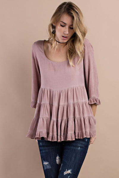 Tara Double Layer Ruffle Tunic - Corinne an Affordable Women's Clothing Boutique in the US USA