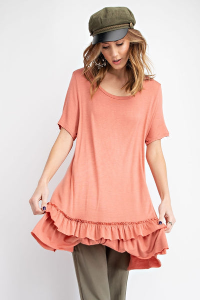 Gina Double Ruffled Short Sleeve Tunic - Corinne an Affordable Women's Clothing Boutique in the US USA