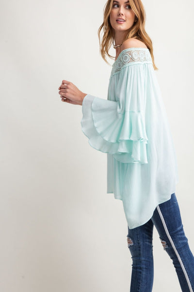 Fiona Off-Shoulder Lace Yoke Top - Corinne an Affordable Women's Clothing Boutique in the US USA