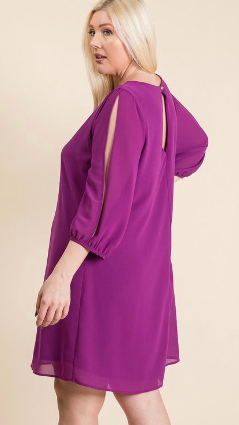 Elizabeth Elegant Split Sleeve Dress (Plus) - Corinne an Affordable Women's Clothing Boutique in the US USA