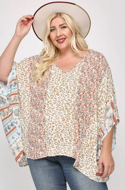 Melany Mix Print Top - Corinne Boutique Family Owned and Operated USA