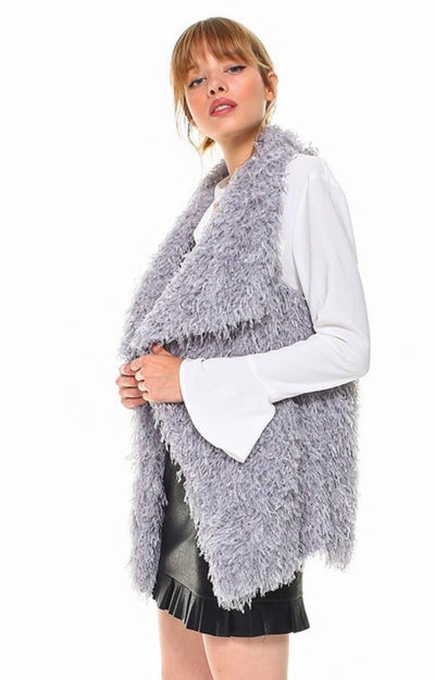 Sophia Faux Fur Shearling Vest - Corinne an Affordable Women's Clothing Boutique in the US USA