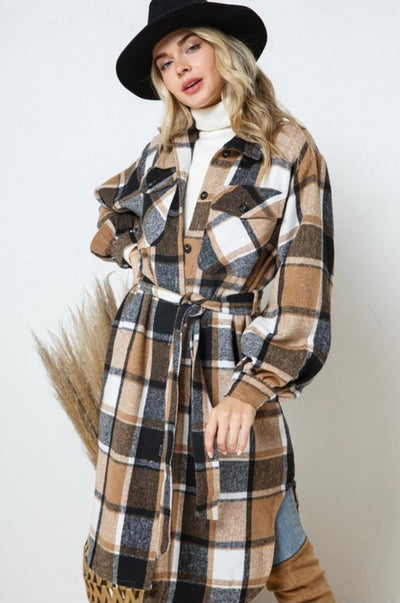 Brandy Plaid Oversized Jacket - Corinne Boutique Family Owned and Operated USA