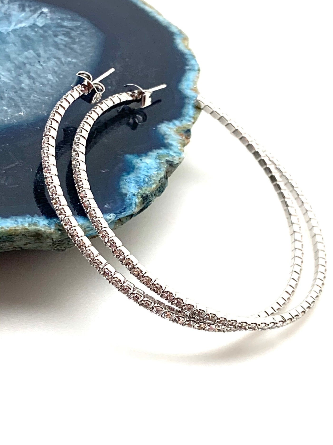 Crystal Pavé Flex Hoops - Silver by Karli Buxton - Corinne Boutique Family Owned and Operated USA