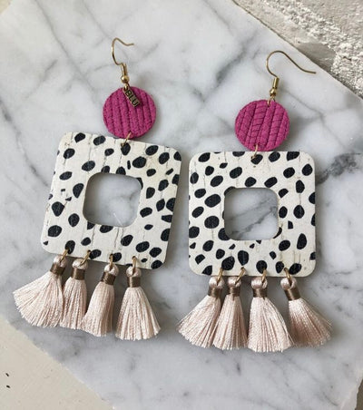 Lizzie Cork Tassel Earrings - Corinne Boutique Family Owned and Operated USA