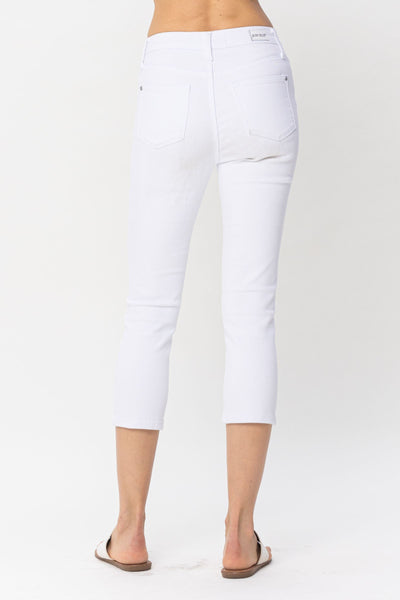 Judy Blue Hi Waist White Capri - Corinne Boutique Family Owned and Operated USA