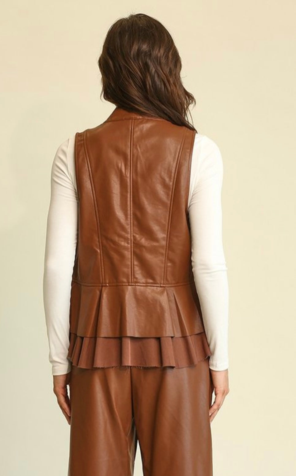 Liza Faux Leather Vest - Corinne Boutique Family Owned and Operated USA