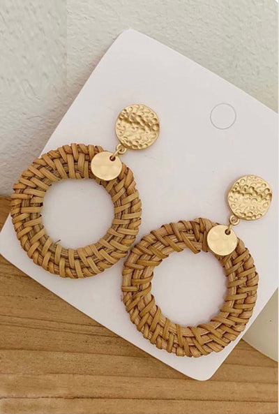 Woven Circle Earrings - Corinne Boutique Family Owned and Operated USA