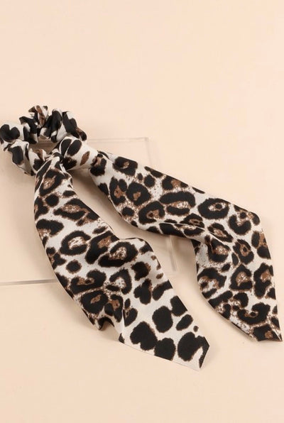 Ivory Leopard Ponytail Scrunchy - Corinne an Affordable Women's Clothing Boutique in the US USA