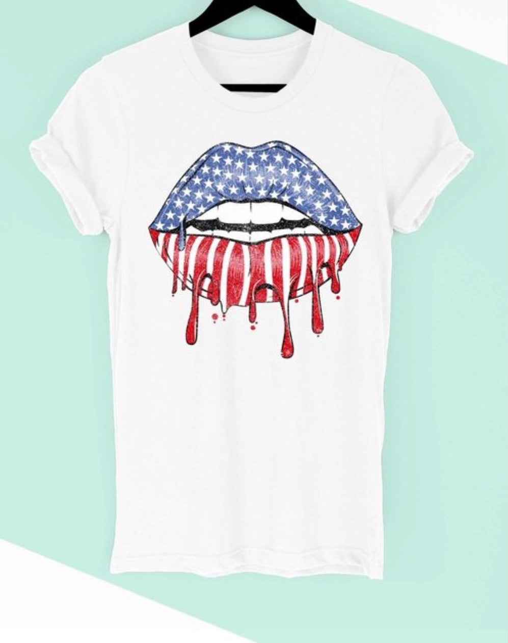 USA Graphic Lips T-Shirt - Corinne an Affordable Women's Clothing Boutique in the US USA
