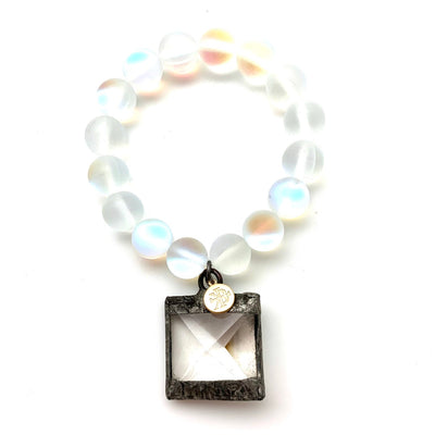 Crystal Charm Moonstone Bracelet by Karli Buxton - Corinne Boutique Family Owned and Operated USA