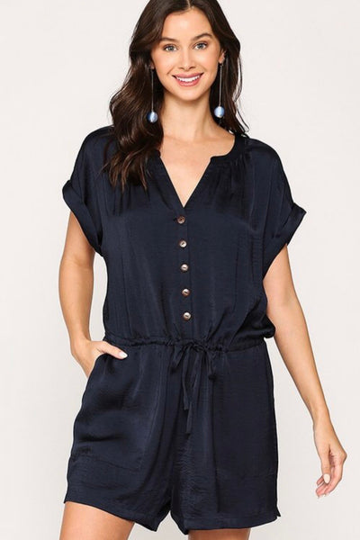 Kasey V-neck Romper - Corinne Boutique Family Owned and Operated USA