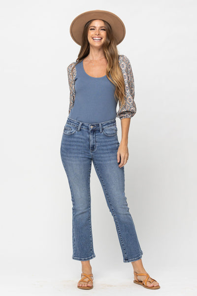 Judy Blue Mid Rise Crop Bootcut - Corinne Boutique Family Owned and Operated USA