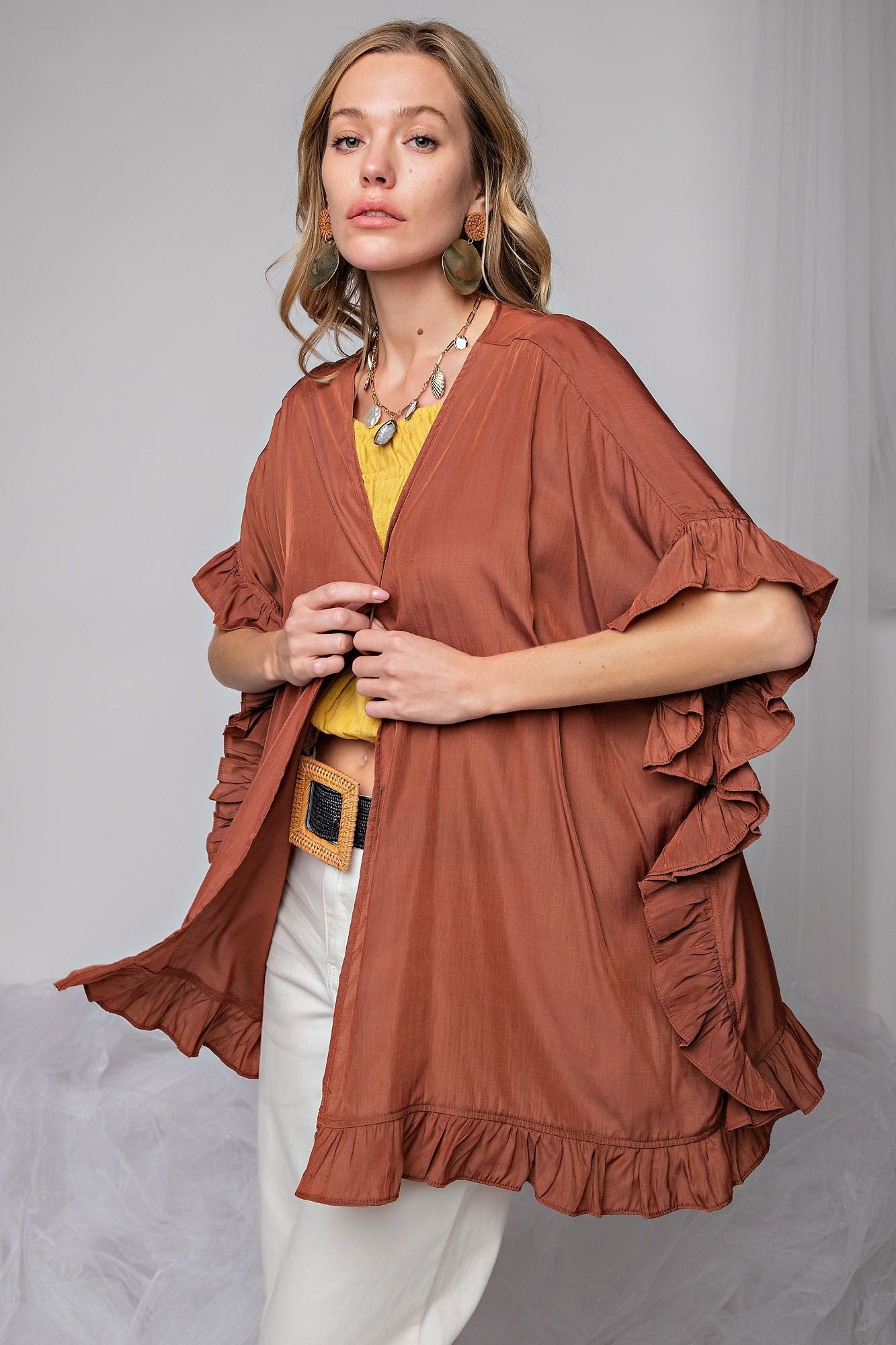 Dedra Satin Kimono - Corinne Boutique Family Owned and Operated USA