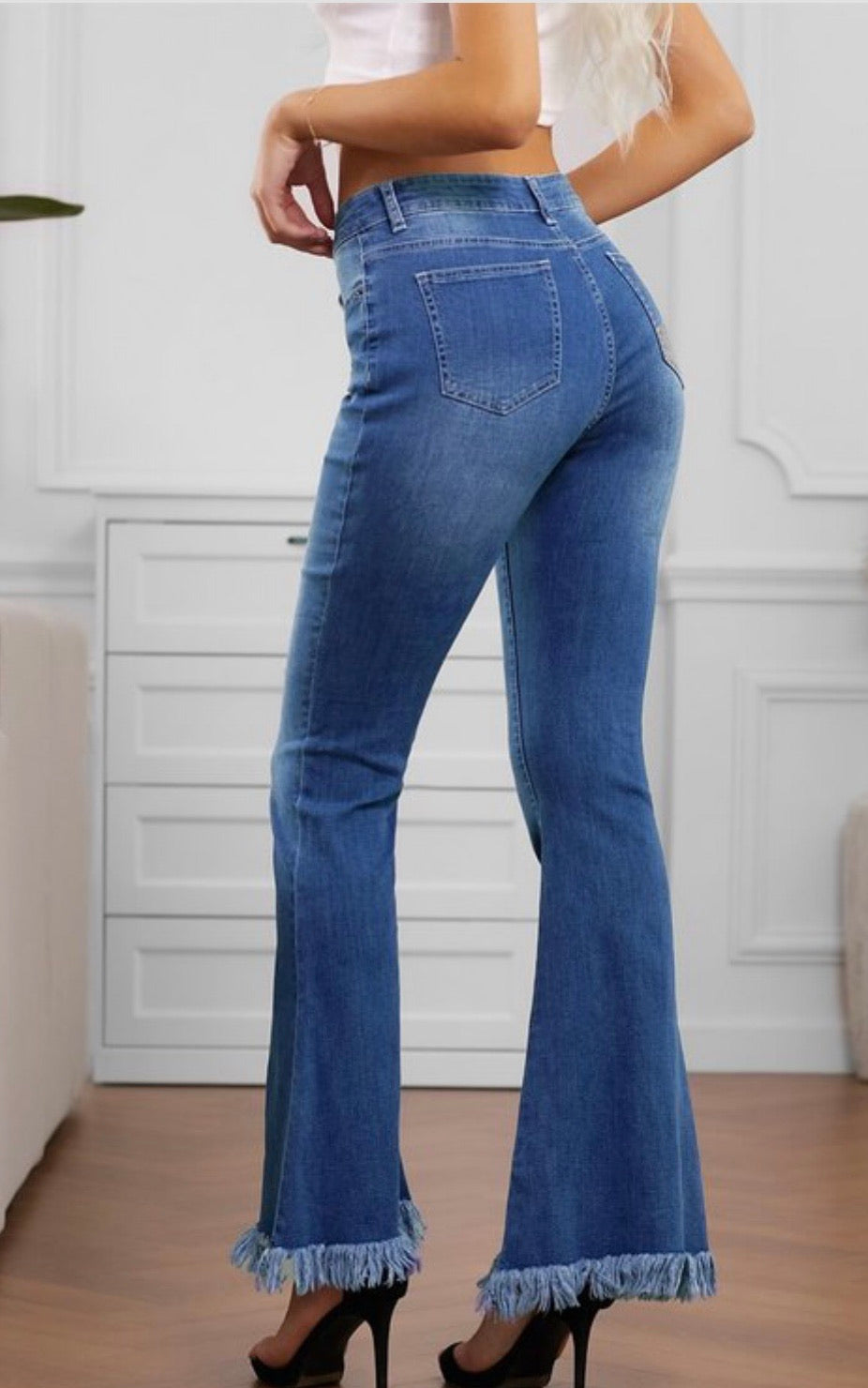 Toni Frayed Hem Stretch Flares - Corinne Boutique Family Owned and Operated USA