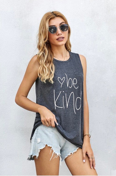Be Kind Sleeveless Tee - Corinne Boutique Family Owned and Operated USA