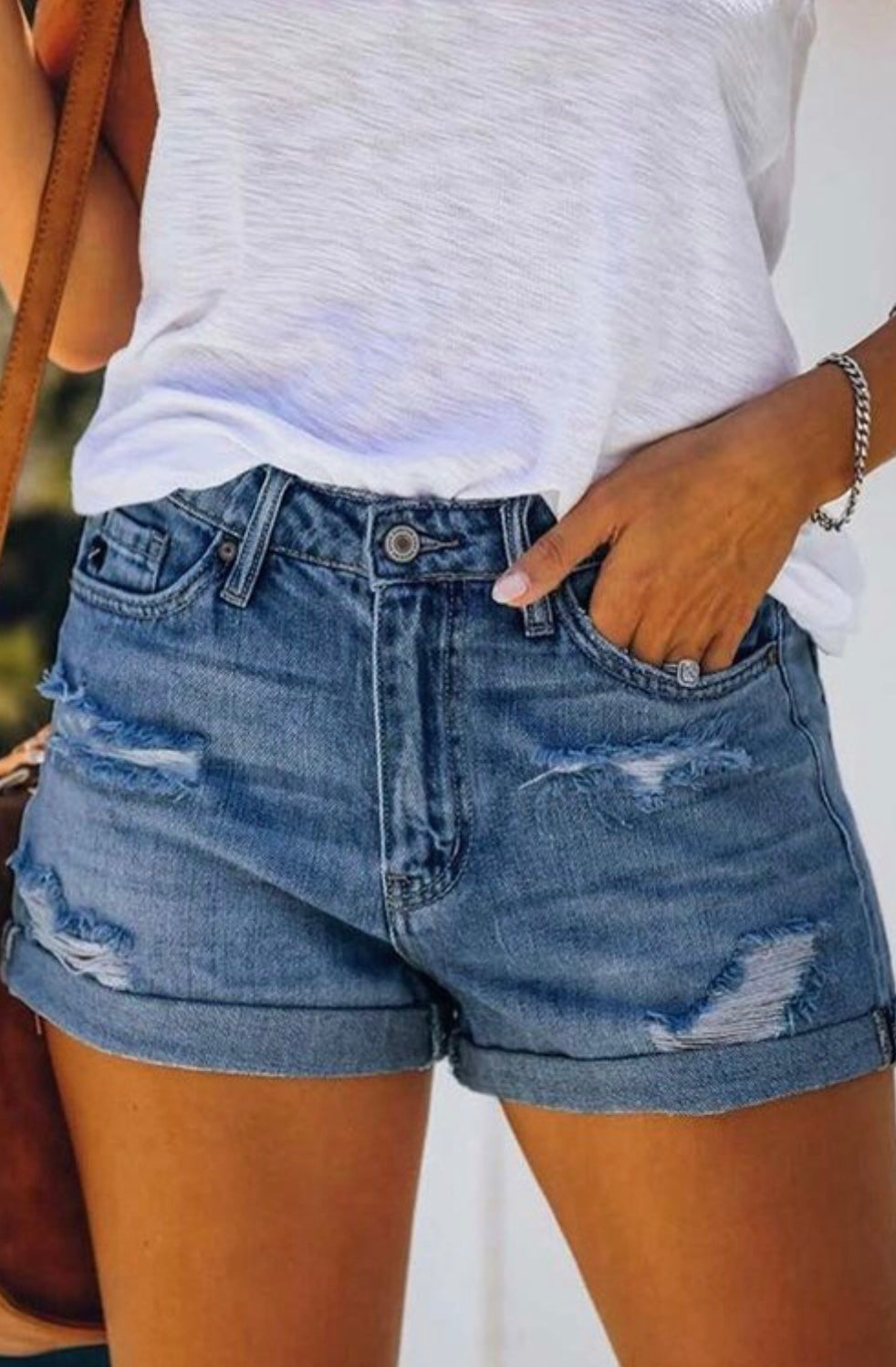 Myla Cuffed Denim Shorts - Corinne Boutique Family Owned and Operated USA