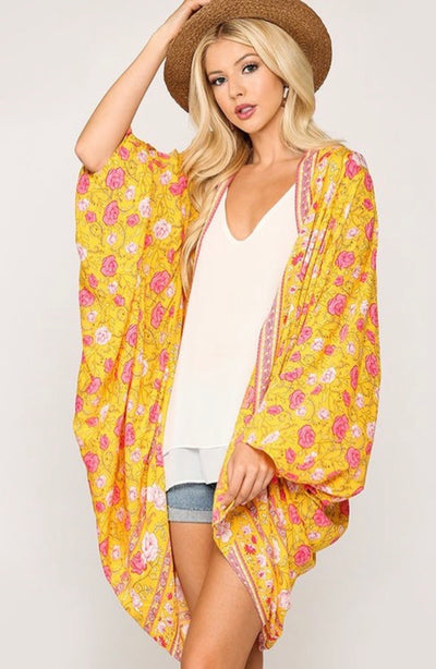 Misty Floral Cocoon Kimono - Corinne an Affordable Women's Clothing Boutique in the US USA