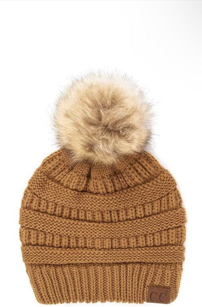 Ribbed Pom Pom Beanie - Corinne Boutique Family Owned and Operated USA