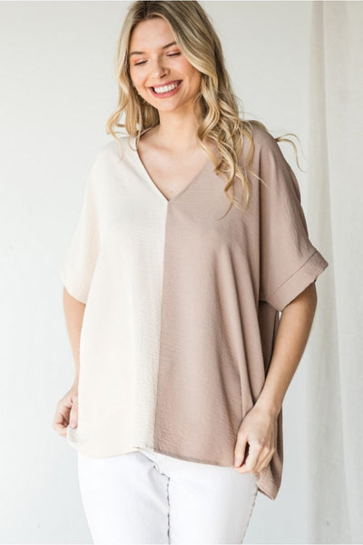 Lynda Duo-Tone Top - Corinne Boutique Family Owned and Operated USA