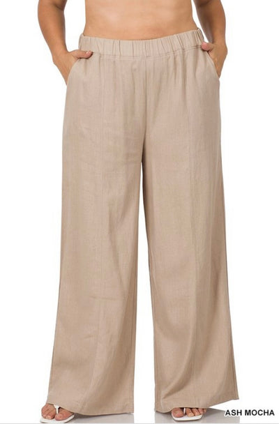 Wanda Wide Leg Pants Plus - Corinne Boutique Family Owned and Operated USA