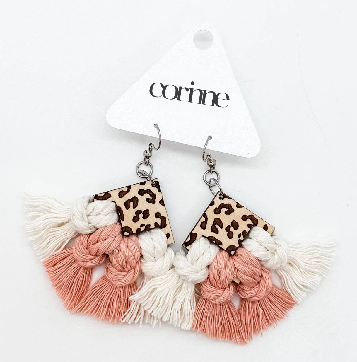 Sophia Salmon Macrame Earrings - Corinne Boutique Family Owned and Operated USA