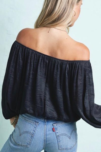 Cheri Cropped Bubble Sleeve Top - Corinne Boutique Family Owned and Operated USA
