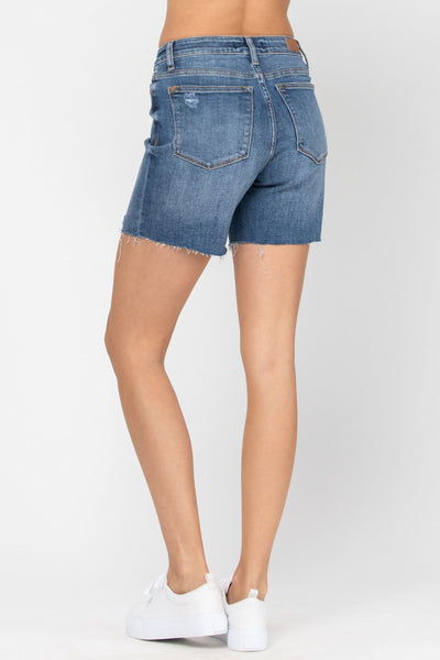 Judy Blue Hi Waist Mid Thigh Shorts - Corinne Boutique Family Owned and Operated USA
