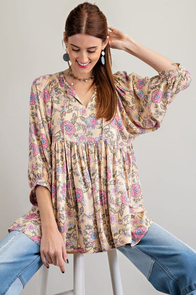 Felix Floral Babydoll Top - Corinne Boutique Family Owned and Operated USA