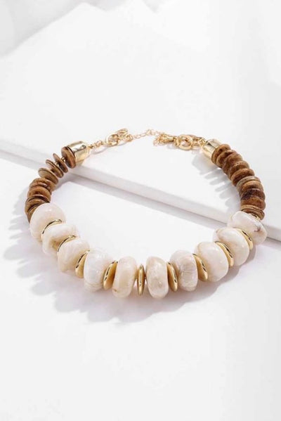 Natural Coconut Shell Beaded Necklace - Corinne Boutique Family Owned and Operated USA