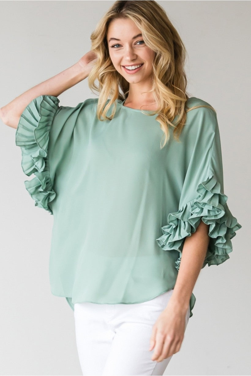 Lizzie Ruffled Top - Corinne Boutique Family Owned and Operated USA