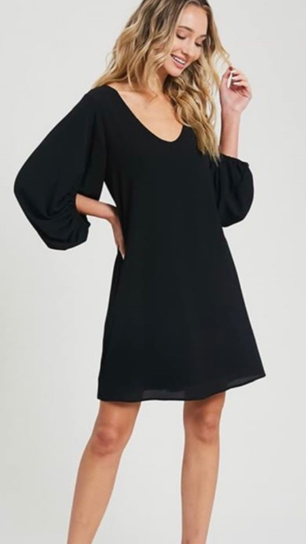 Chrissie V-neck Bubble Sleeve Dress - Corinne an Affordable Women's Clothing Boutique in the US USA