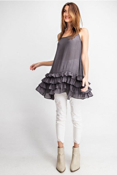 CIERRA WOVEN RUFFLE CAMI TUNIC - Corinne an Affordable Women's Clothing Boutique in the US USA