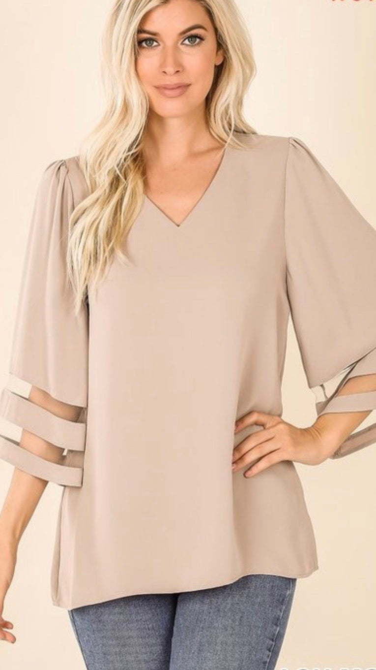 Ava Woven Bell Sleeve Top - Corinne an Affordable Women's Clothing Boutique in the US USA