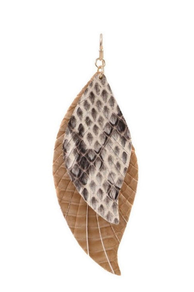 Snake Print Feather Earrings - Corinne an Affordable Women's Clothing Boutique in the US USA