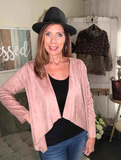 Dana Long Sleeve Vegan Suede Blazer - Corinne Boutique Family Owned and Operated USA