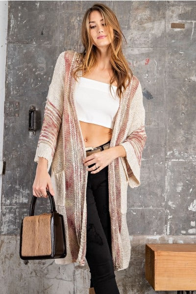 Willa Wide Sleeve Boho Knit Cardigan with Pockets - Corinne Boutique Family Owned and Operated USA