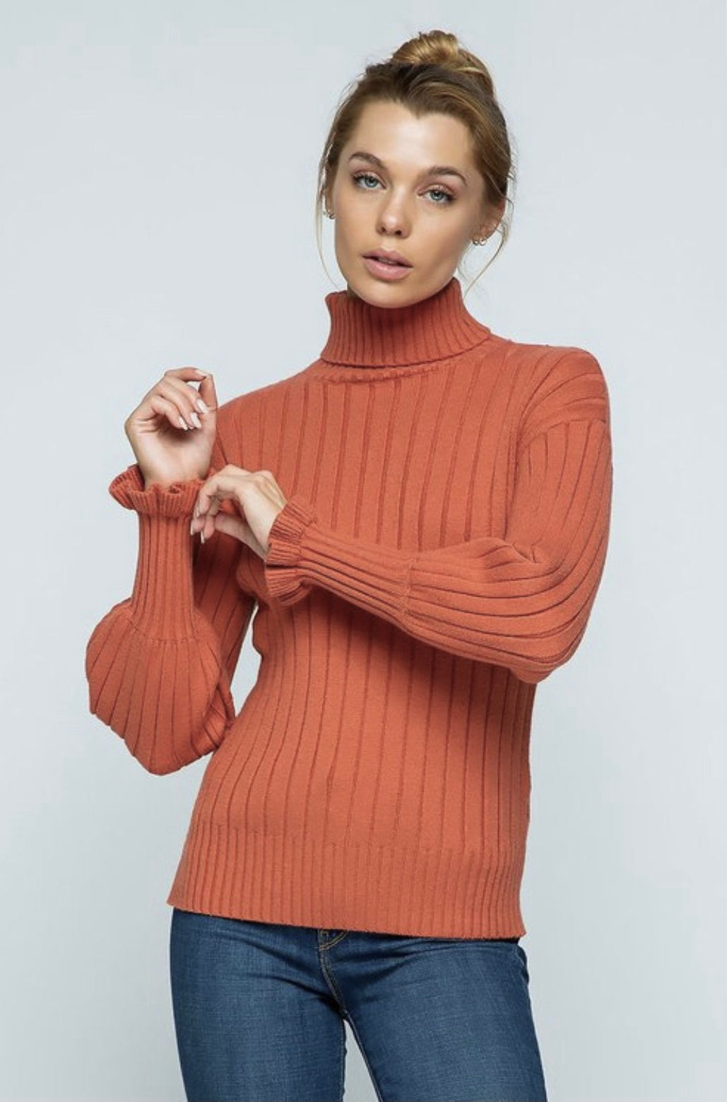 Rosa Ruffled Turtleneck - Corinne Boutique Family Owned and Operated USA
